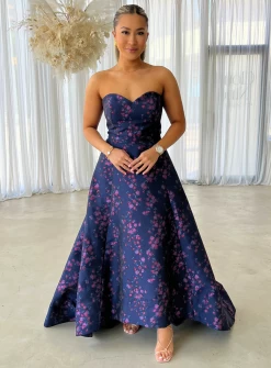 Tanya Strapless Brocade Dress