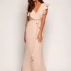 Flutter Sleeve Slim Maxi Skirt - Nude - Size 6 2 Flutter Sleeve Slim Maxi Skirt - Nude - Size 6 -Fashion Dress Shop 25 1 1
