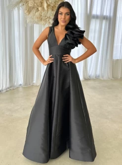 Exclusive Black Mirella V Neck Ruffle Gown -Fashion Dress Shop 26 713ca469 67ba 46b8 9188 752118084e94