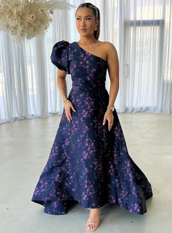 Kylee One Shoulder Brocade Dress - Made To Order