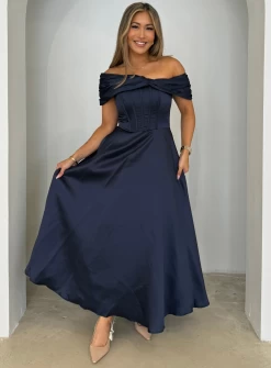 Elizabeth Off Shoulder Tea Length Midi -Fashion Dress Shop 9 36558558 0299 4e15 aab6 5ca50d2e26a6