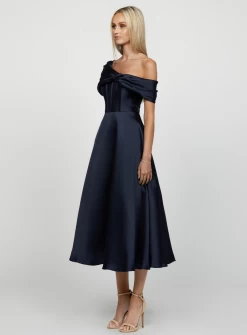 Elizabeth Off Shoulder Tea Length Midi -Fashion Dress Shop B65D09K ELIZABETH OFF SHOULDER TEAL LENGTH MIDI BARIANO 2