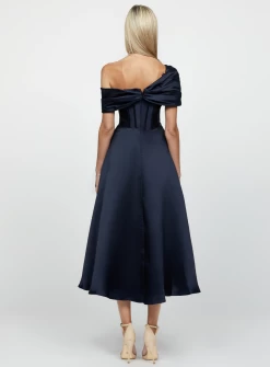 Elizabeth Off Shoulder Tea Length Midi -Fashion Dress Shop B65D09K ELIZABETH OFF SHOULDER TEAL LENGTH MIDI BARIANO 3