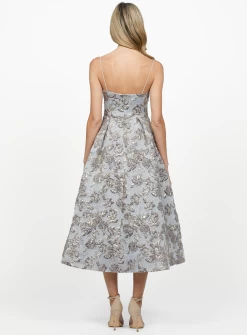 Ciara Scoop Midi - Pewter/Gold - Size 6 -Fashion Dress Shop Ciara scoop tea length midi bariano b57bd03s 3