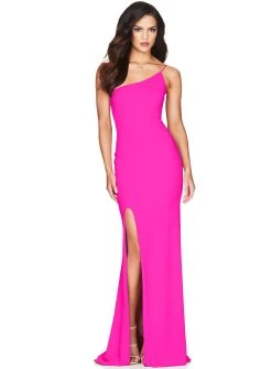 Neon Pink Jasmine One Shoulder Gown
