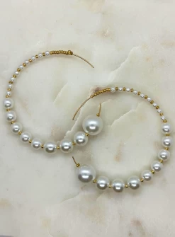 Keira Pearl Hoop Earrings