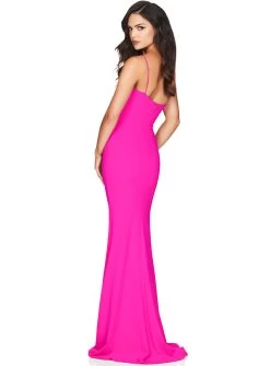 Neon Pink Jasmine One Shoulder Gown 7 Neon Pink Jasmine One Shoulder Gown -Fashion Dress Shop NOOKIE JASMINE ONE SHOULDER GOWN NEON PINK