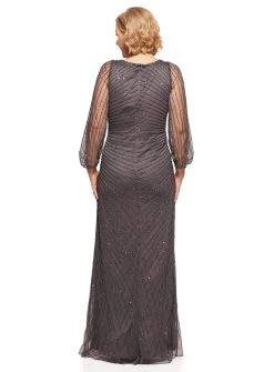 Charcoal Agar Blouse Sleeve Dress -Fashion Dress Shop PW WhiteRunwayJune2022 1104