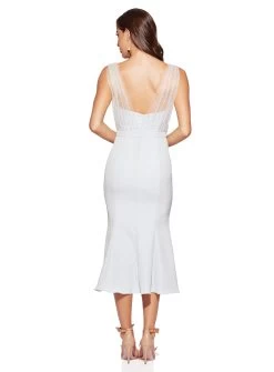 Laneese Cross Fluted Midi -Fashion Dress Shop PW WhiteRunwayMarch2022 2271