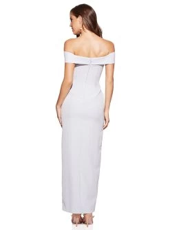 Gia Off Shoulder Pencil Dress -Fashion Dress Shop PW WhiteRunwayMarch2022 2491