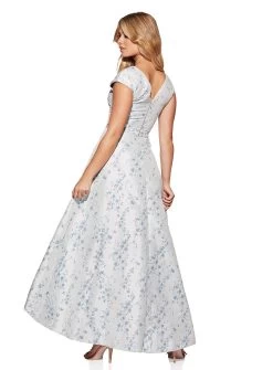 Pia V-Neck Brocade Dress - Made To Order -Fashion Dress Shop SR325 3 216f096f 06d0 4e93 a62d 1a095222e600