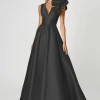 Exclusive Black Mirella V Neck Ruffle Gown -Fashion Dress Shop black mirella rufflue gown bariano