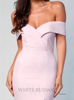 Gia Off Shoulder Pencil Dress -Fashion Dress Shop chalk pink gia