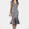 Chantel Frill Dress - Silver - Size 6 -Fashion Dress Shop chantel