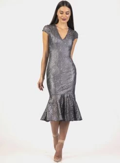 Chantel Frill Dress - Silver - Size 6
