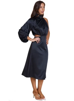 Charm One Shoulder Dress -Fashion Dress Shop charm one shoulder dress black 2