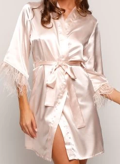 Plumes Satin Robe -Fashion Dress Shop closeup 0000 layer 42