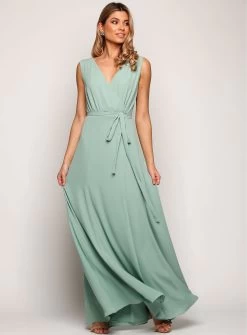 Sleeveless Wrap Flare Maxi - Rose Pink - Size 6