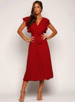 Flutter Sleeve Midi Skirt -Fashion Dress Shop editd3 0051 layer 64