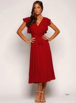 Flutter Sleeve Midi Skirt -Fashion Dress Shop editd3 0052 layer 63