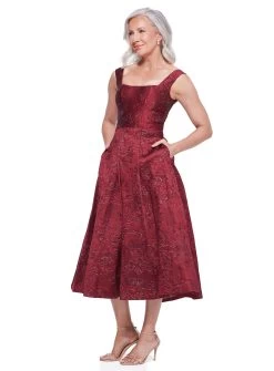 Golden Squared A-Line Dress - Burgundy/Gold - Size 6 -Fashion Dress Shop golden square midi bariano 2