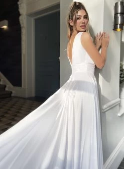 Cameo Dress JP120 By Jadore Evening -Fashion Dress Shop jp120 jadore satin white