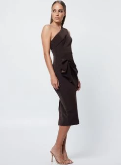Thinking Out Loud Midi Dress - Chocolate - Size 6 -Fashion Dress Shop mossman chocolate dress