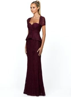 Wine Naomi Cap Sleeve Gown -Fashion Dress Shop naomi cap sleeve gown bariano b54d35l