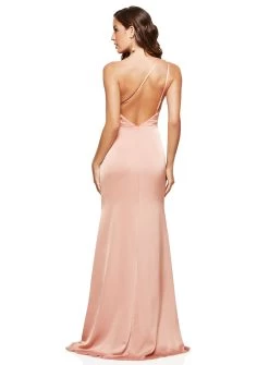 Lena Satin Gown -Fashion Dress Shop nudepinkback