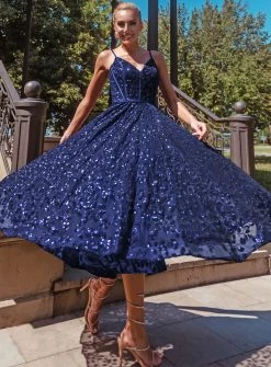 Jordyn Midi -Fashion Dress Shop tk068 navy tina holy