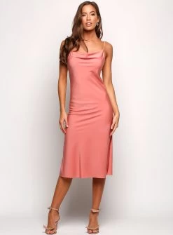 Sasha Satin Cowl Midi - Poppy Red - Size 8 14 Sasha Satin Cowl Midi - Poppy Red - Size 8 -Fashion Dress Shop wrsc1082 1