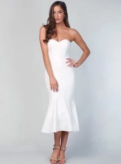 Stacey Fluted Dress - Ivory - Size 6