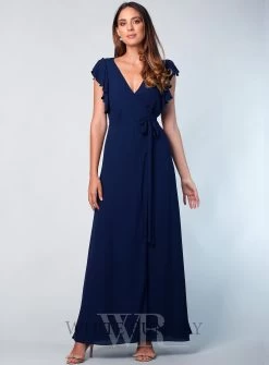 Flutter Sleeve Slim Maxi Skirt - Nude - Size 6 -Fashion Dress Shop wrsr126 b 1