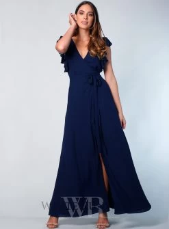 Flutter Sleeve Slim Maxi Skirt - Nude - Size 6 -Fashion Dress Shop wrsr126 b 3