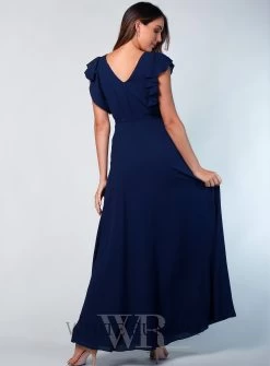 Flutter Sleeve Slim Maxi Skirt - Nude - Size 6 -Fashion Dress Shop wrsr126 b 4