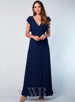 Flutter Sleeve Slim Maxi Skirt - Nude - Size 6 -Fashion Dress Shop wrsr126 b 5