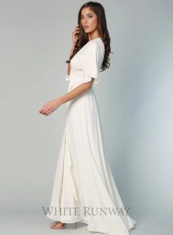 Kimono Sleeve Gown With Train -Fashion Dress Shop wrsr127 d 17