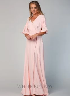 Kimono Sleeve Gown With Train -Fashion Dress Shop wrsr127 d 3