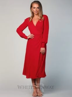 Bishop Sleeve Midi - Wine - Size 10 -Fashion Dress Shop wrsr128 a 1