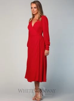 Bishop Sleeve Midi - Wine - Size 10 -Fashion Dress Shop wrsr128 a 4