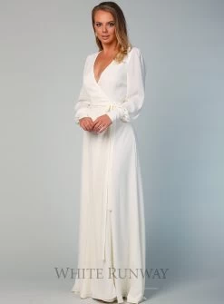 Bishop Sleeve Gown With Train 24 Bishop Sleeve Gown With Train -Fashion Dress Shop wrsr128 d 4