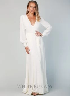 Bishop Sleeve Gown With Train 22 Bishop Sleeve Gown With Train -Fashion Dress Shop wrsr128 d 7