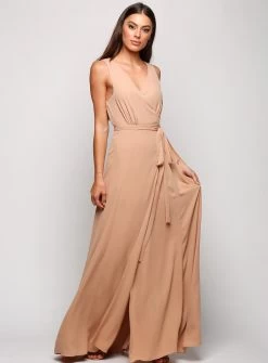 Sleeveless Wrap Flare Maxi - Rose Pink - Size 6 22 Sleeveless Wrap Flare Maxi - Rose Pink - Size 6 -Fashion Dress Shop wrsr129 c 1