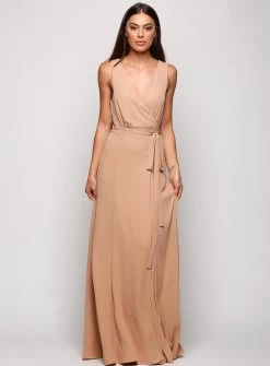 Sleeveless Wrap Flare Maxi - Rose Pink - Size 6 37 Sleeveless Wrap Flare Maxi - Rose Pink - Size 6 -Fashion Dress Shop wrsr129 c 6