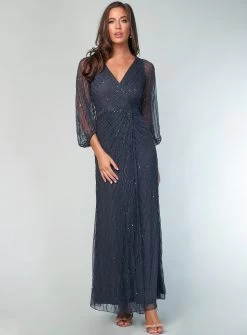 Charcoal Agar Blouse Sleeve Dress -Fashion Dress Shop wrz0066 3