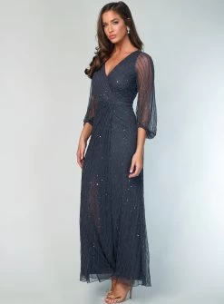 Charcoal Agar Blouse Sleeve Dress -Fashion Dress Shop wrz0066 4